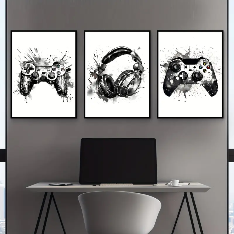 Gaming Accessories Room - 3 adet çerçevesiz kanvas tablo 3