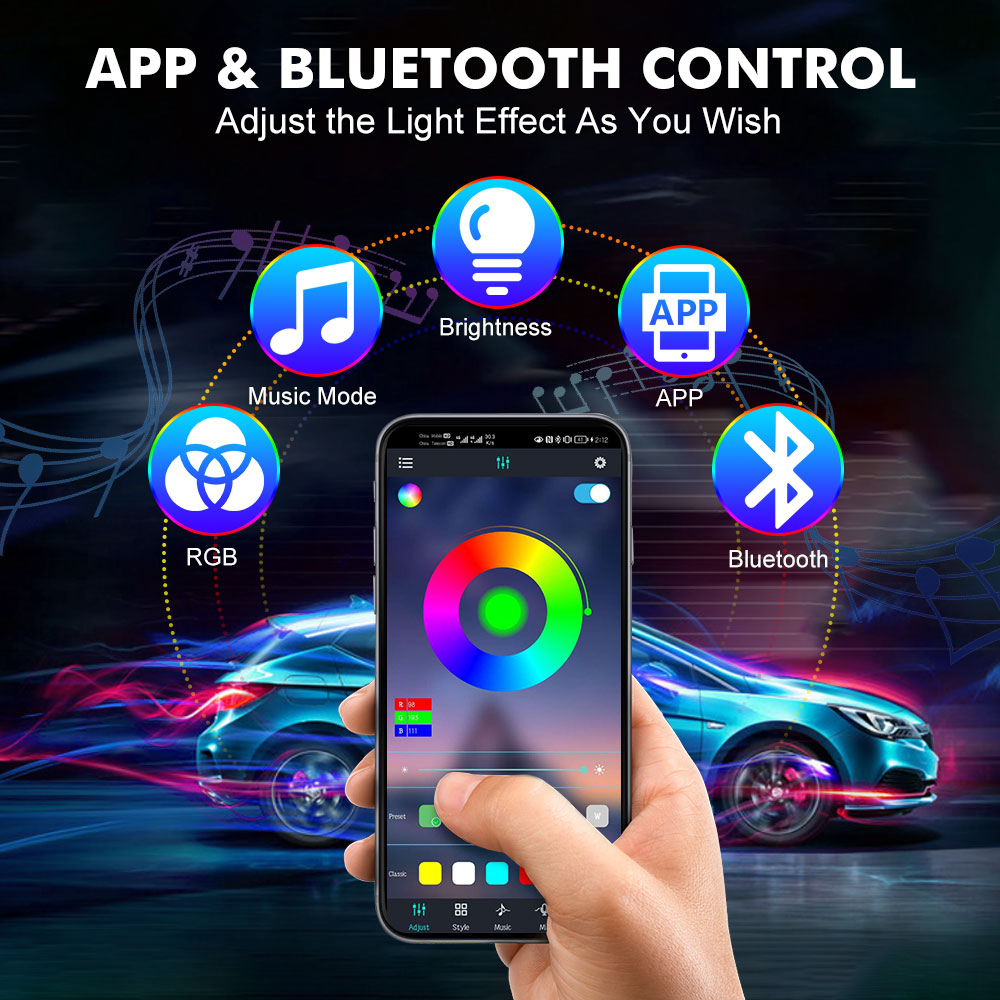 Neon LED İç Araba Işık APP Müz - Rgb Hub Sync incelemesi ve fiyatı